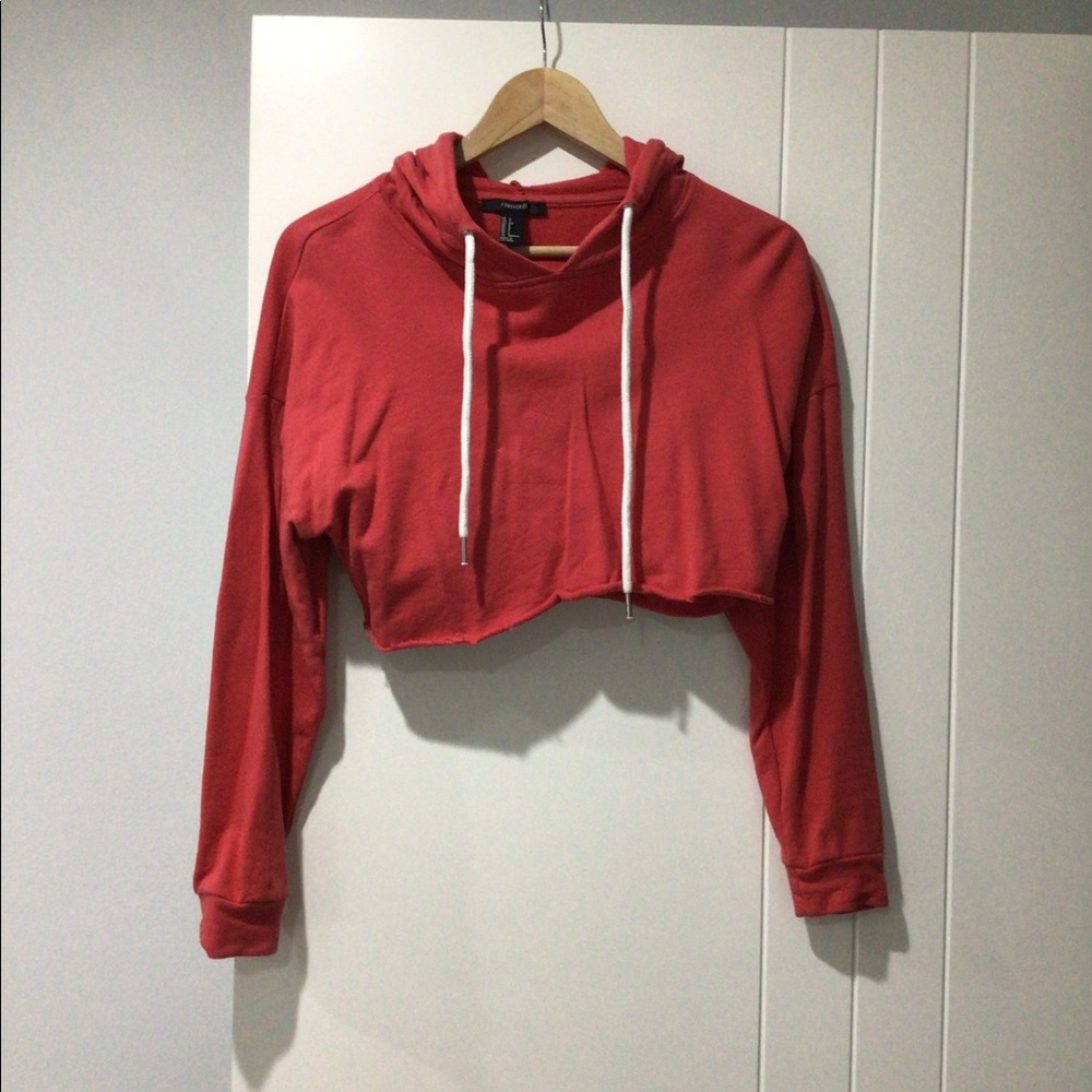 Forever21 size S pink crop top hoodie